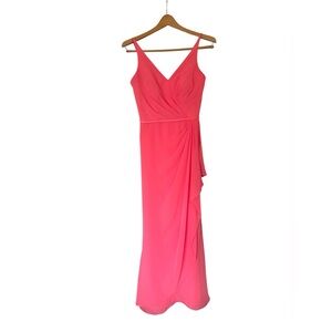 Alfred Angelo Coral Pink V-Neck Spaghetti Strap Maxi Dress